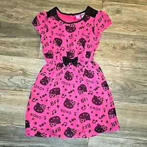 Hello Kitty dress girls hot pink & black chiffon lined medium 6/7
